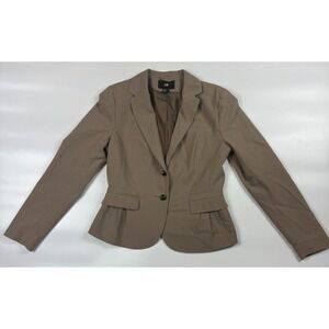 H&M Blazer Jacket Womens 10 Brown Lined Classic Fit Notch Lapel Single Breasted